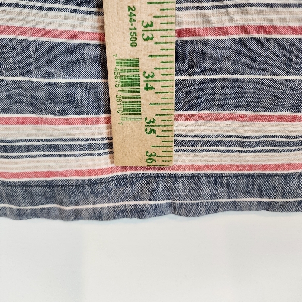St. Tropez West 100% Linen Stripe Summer Dress Breathable Beachy Red Blue Tan 10 - Picture 11 of 11
